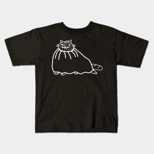 Minimal White Line Chonk Cat Halloween Horror Costume Kids T-Shirt